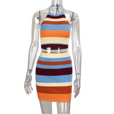 Knitted Skirt Autumn Fashion Two-Piece Suit Skirt Sling Babes Vest Hip Dress Suit Woman
