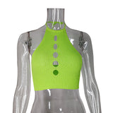 Bm Ice Silk Knitted Hollow Hanging Neck With Small Sling Sexy Hot Girl Wearing A Hundred Vest
