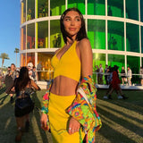Summer Women's Sexy Bare Back Sling Vest Shirt Fashion Ass Half-Dress Skirt Suit Woman