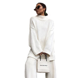 Spring And Autumn Women's Knitting Knitting Hood Loose Irregular Thick Sweater Street Trendy High-Neck Knitting Shirt