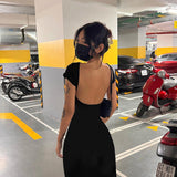 2025 Autumn Fashion Trend Women's New Short-Sleeved Round Collar Body And Hip-Back Dress