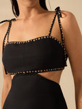 2025 Spring Summer New Women's Black Bare Back Sling Skirt