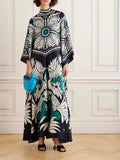 New Summer Printed Seven-Sleeve Collared Dress