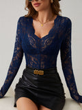 Spring 2025 New Sexy Single-Layer Flower Lace Fan Decoration Bottom Shirt Woman
