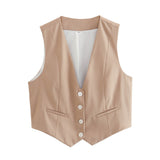 2025 Summer New Women's Street Fashion Leisure Vest 15 Color V Collar Vest