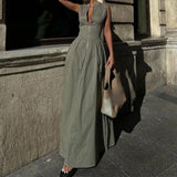 Women's 2025 New Sleeveless V-Neck Dress Casual Waist Zipper Collar Temperament Dress