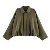 Women's 2025 Spring New Fashion Pilot Bat Sleeve Zipper Jacket T-Shirt