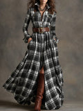 2025 Women's Shirt Dress Digital Print Collar Long Sleeve Retro Dress Dress
