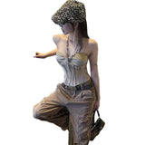 Fashion 2025 Winter New Women's Hottie Design Feel Sleeveless Bra Set Up Sexy Vest
