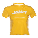 2025 Summer New Women's Clothing Blackpink Same Hot Girl Collar Letter Printing Slim Thin Top Woman