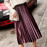 Velvet Hundred Folded Skirt Female Students 2025 Spring And Autumn New Korean Version Of High-Rise Half-Dress Mid-Long Long Skirts Appear High