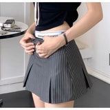 Spice Girls Black Fake Two Spliced Half-Body Skirt High-Waisted Stripe Short Skirt Short Skirt 100-Fold Skirt