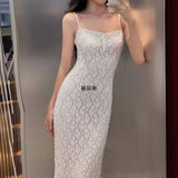 Lightly Styled Dress Woman Elegant Translucent Lace Sling Dress Woman
