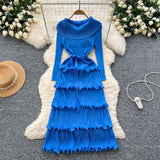 Miyake Folded High-Grade Sense Of Small Vintage Collar Lace With Waist Lotus Leaf Side Pressure Folded Elegant Dress Woman