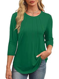Explosion 2025 New Fashion Casual Roll Collar Seven-Sleeve Top Bottom Shirt
