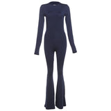 2025 Autumn Fashion Trend Women's New Long-Sleeved Back Repair Straight Legs Casual Jumpsuit