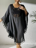 Beach Dress 2025 New Beach Hooded Hook Splicing Tunne Bikini