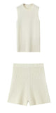 Women's Clothing 2025 Spring New Fashion Casual Multi-Color Knitted Vest + Shorts Set
