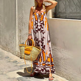 Spring 2025 Women's New Temperament Elegant High-Waist Print Slings Casual Fashion Dress