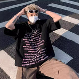 Summer High Street Loose Letter Print Short-Sleeved T-Shirt Man Hip-Hop Pure Cotton Half-Sleeved Top