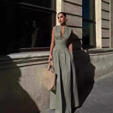 New Women's Fashion Round Collar Sleeveless Waist-Lens Dress