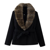 Women's Clothing 2025 Autumn And Winter 2025 New Collar Imitation Artificial Hair Tie Belt Repair Coat Coat Long Sleeve