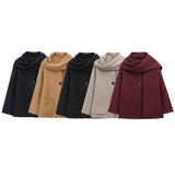 2025 Winter New Women Equipped With Scarf Long-Sleeved Blended Coat Loose Temperament Coat