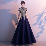 Evening Dress Dress Dress 2025 Winter Adult Performance Suit Chinese Long Cheongsam Choir Host Banquet Evening Dress