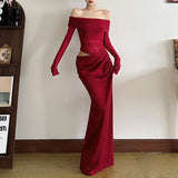 Spring 2025 New Women's Temperament Sexy Shoulder Mesh Perspective Long Dress Dress Woman