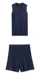 Women's Clothing 2025 Spring New Fashion Casual Multi-Color Knitted Vest + Shorts Set