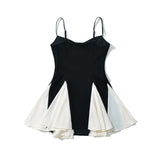 Black And White Sling Dress 2025 Spring And Summer Sexy Dew Hot Girl Maid Mini Dress