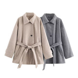 Women's 2025 New Fashion Temperament Double-Necked Belt Soft Coat