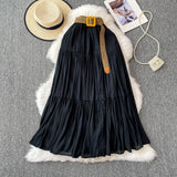 White Half-Dress Women's Dress 2025 Summer Small Medium Long Leisure High-Rise Thin Thong Ponve Cake Skirt