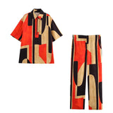 2025 Spring Shirt Set High-Rise Comfortable Elegant Printed Trousers Set