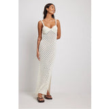 2025 Summer New Holiday Style Knitted Dress Women's Sling Skirt Side Open-Back Hollow Pattern Knitted Skirt
