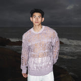 Lazy And Lonely Wind Hollow Knitted Shirt Male Sense Perspective Loose Long-Sleeved Net Eyes Twilight Twilight Tearing Up Fashion Clothes