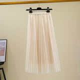 Net Yarn Skirt Women's Summer Long A Skirt High Waist 100 Folding Skirt 2025 Thin Soft Hanging Yarn Skirt