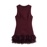 Women's Clothing 2025 Autumn And Winter New Street Fashion Temperament Mesh Stitching Dress