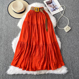 White Half-Dress Women's Dress 2025 Summer Small Medium Long Leisure High-Rise Thin Thong Ponve Cake Skirt