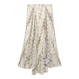 M Women's Holiday Style Snake Print Irregular Wide Swing Skirt 05233882741