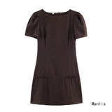 Summer New Women's Breasts Deep V Bare Shoulders Solid Tectored Tectored Dress
