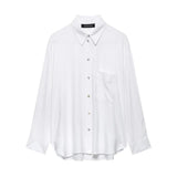 Z2025 Spring New Women's Pocket Flax Simple Long Sleeve Clip Shirt 8372058