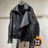 Vintage Heavy Industry Pu Leather Jacket Autumn Sweet Cool Hot Babes Oversize Premium Locomotive Jacket