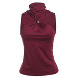 2025 Spring And Summer New Women's Temperament Design Feeling Solid Half-High Collar Sleeveless Vest Slim Slim Top