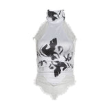 Fashion 2025 Summer New Women's Sexy Sexy Hottie Print Lace Design Tight Vest