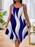 Summer 2025 Summer Fashion Swing Shoulder Strap Print Lady Large Size Dress Random Print