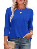 Explosion 2025 New Fashion Casual Roll Collar Seven-Sleeve Top Bottom Shirt
