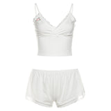 2025 Summer New Women's Sexy Lace Vest High-Waisted Hip Shorts Suit Woman