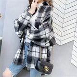 Grinding Thick Hair This Plaid Shirt Women Loose Long Autumn And Winter New Hong Kong Taste Shirt Coat Tide