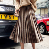 Velvet Hundred Folded Skirt Female Students 2025 Spring And Autumn New Korean Version Of High-Rise Half-Dress Mid-Long Long Skirts Appear High
